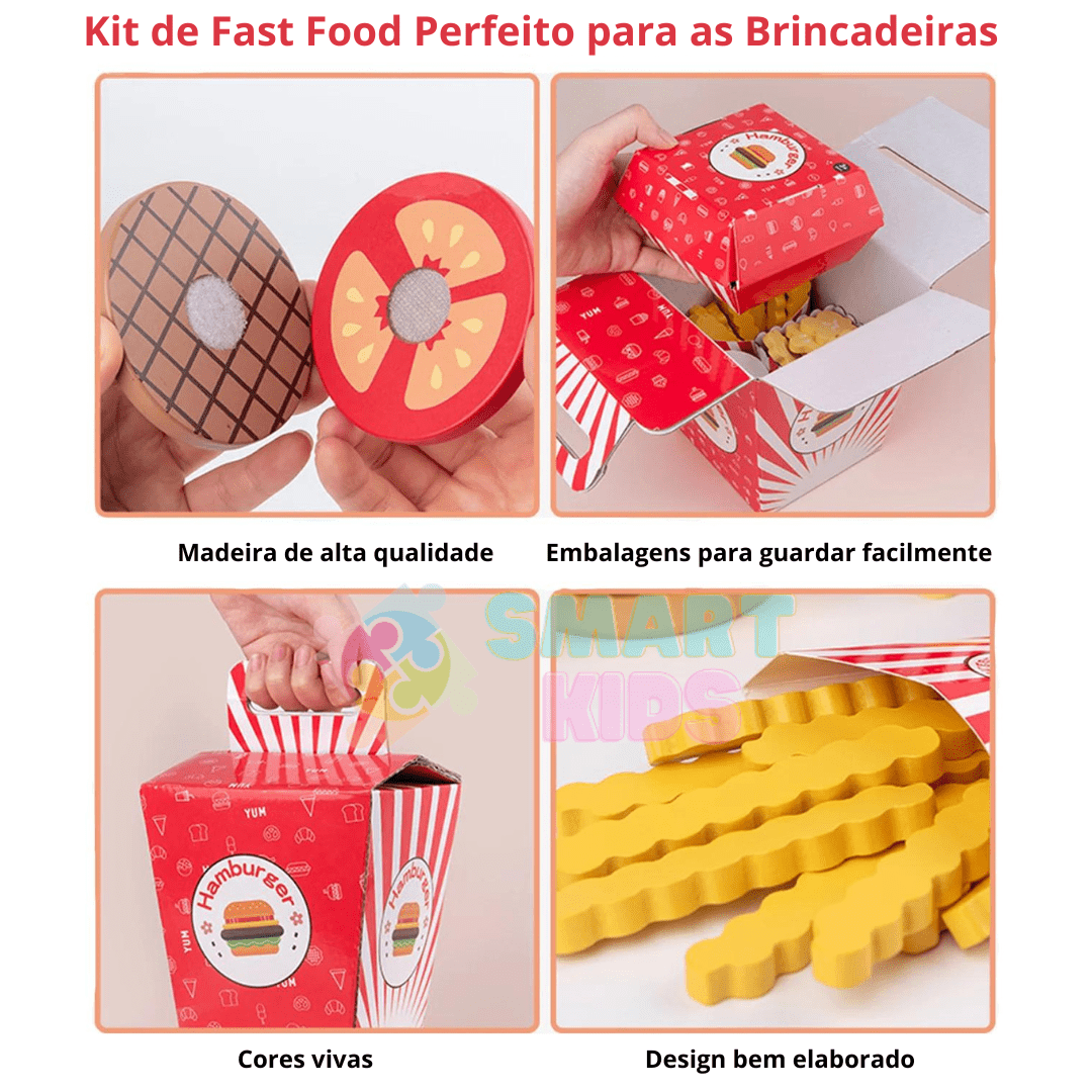 Kit Fast Food Madeira - Frete Gratis - Brinquedo Montessori #Product_type# - Desenvolvimento infantil