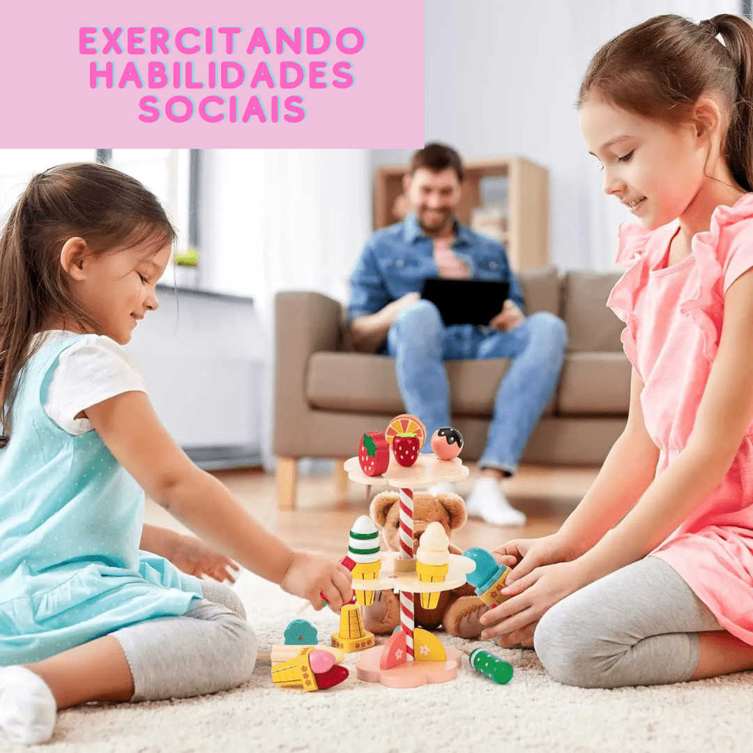 Kit Brinquedo Sorveteria em Madeira - Frete Grátis - Brinquedo Montessori #Product_type# - Desenvolvimento infantil