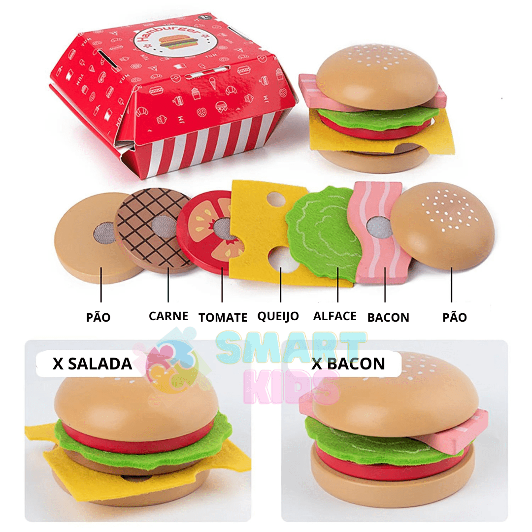 Kit Fast Food Madeira - Frete Gratis - Brinquedo Montessori #Product_type# - Desenvolvimento infantil