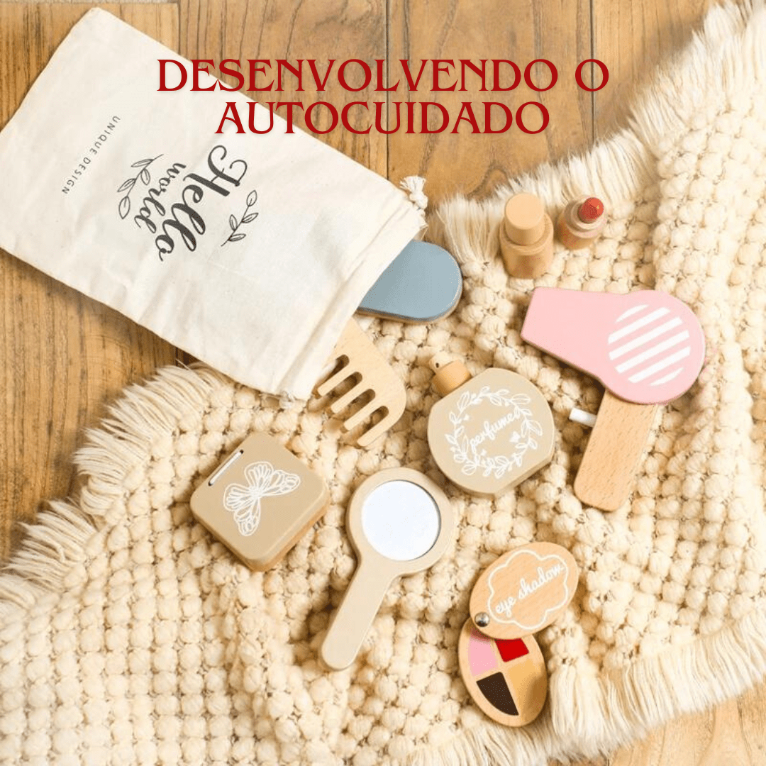 Kit de Autocuidado Montessori em Madeira - Brinquedo Montessori #Product_type# - Desenvolvimento infantil