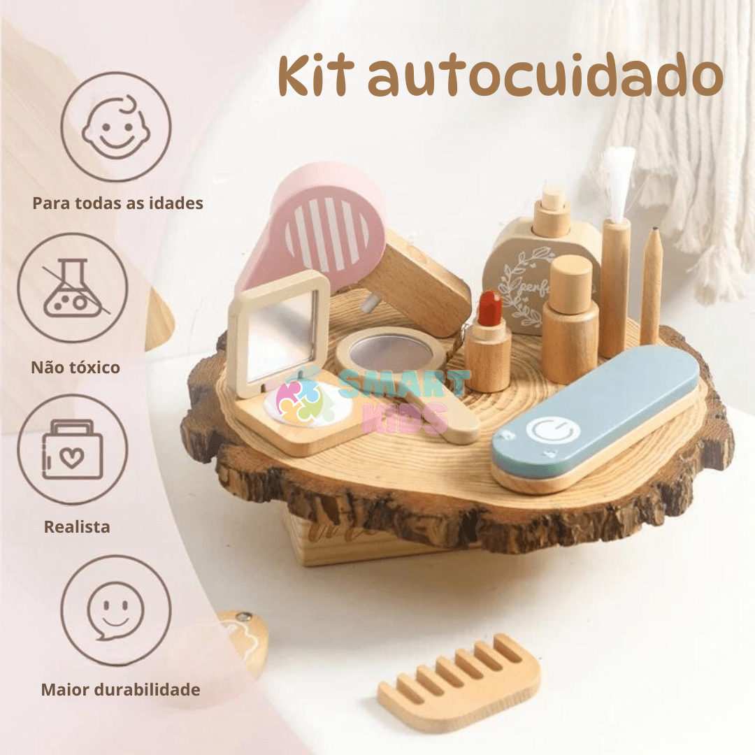 Kit de Autocuidado Montessori em Madeira - Brinquedo Montessori #Product_type# - Desenvolvimento infantil