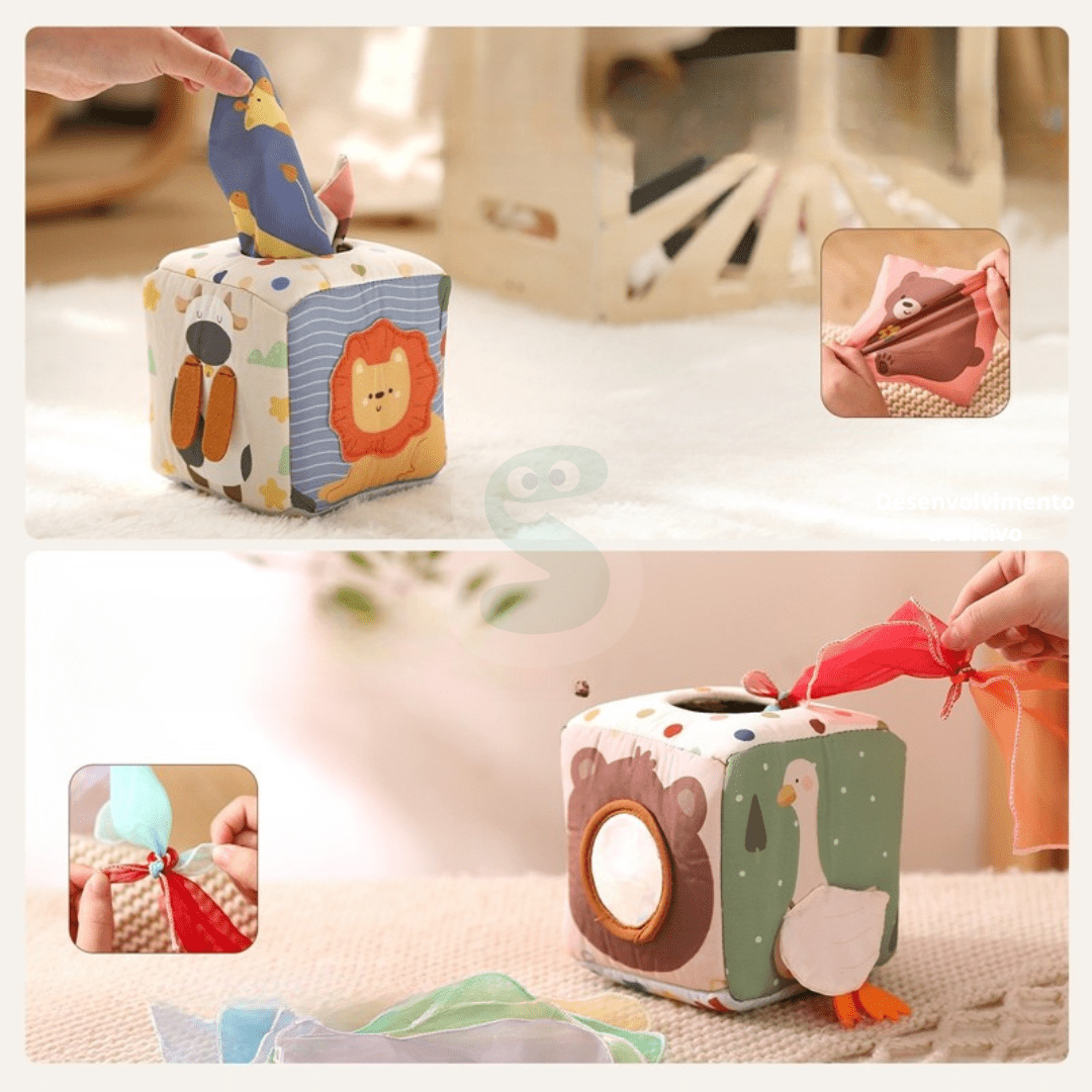 Cubo de Lenços Montessori - Brinquedo Montessori #Product_type# - Desenvolvimento infantil
