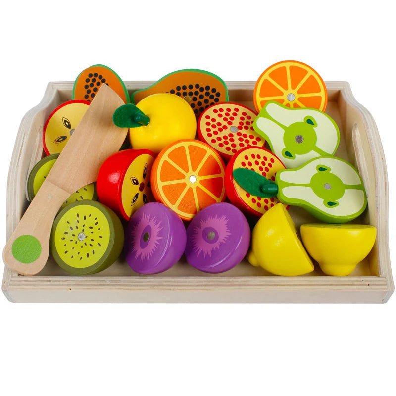 Simulação de corte de Frutas e Legumes - Brinquedo Montessori #Product_type# - Desenvolvimento infantil
