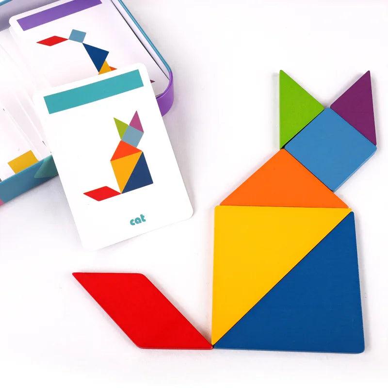 Tangram em Madeira - Shapes Puzzle - Brinquedo Montessori #Product_type# - Desenvolvimento infantil