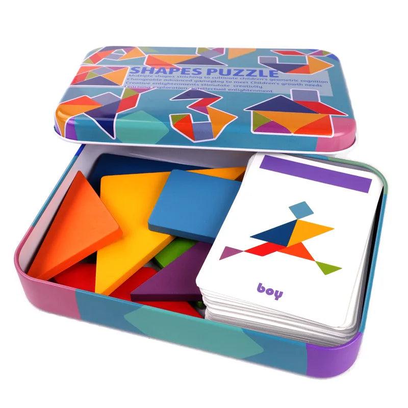 Tangram em Madeira - Shapes Puzzle - Brinquedo Montessori #Product_type# - Desenvolvimento infantil
