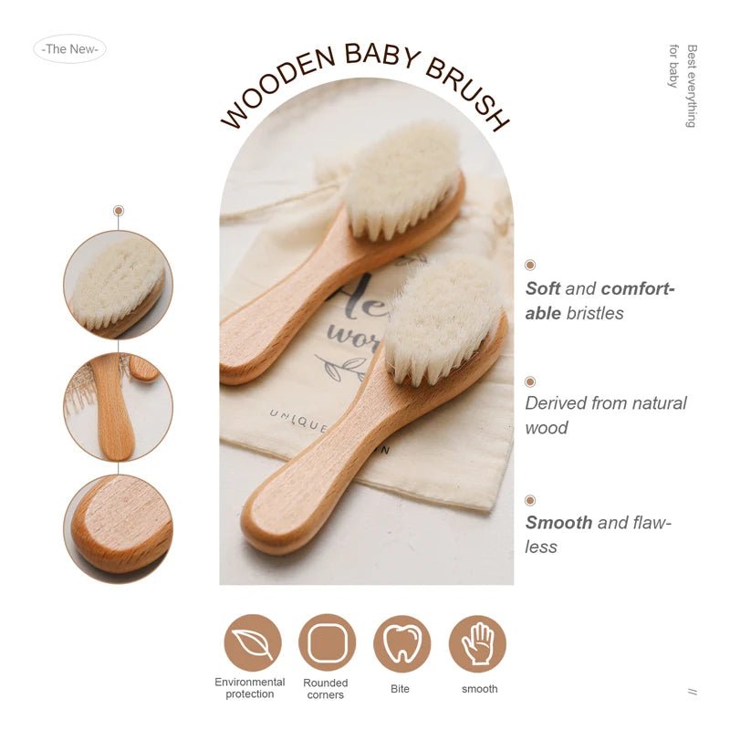 Kit Baby Escova e Pente de Madeira Natural - Brinquedo Montessori #Product_type# - Desenvolvimento infantil