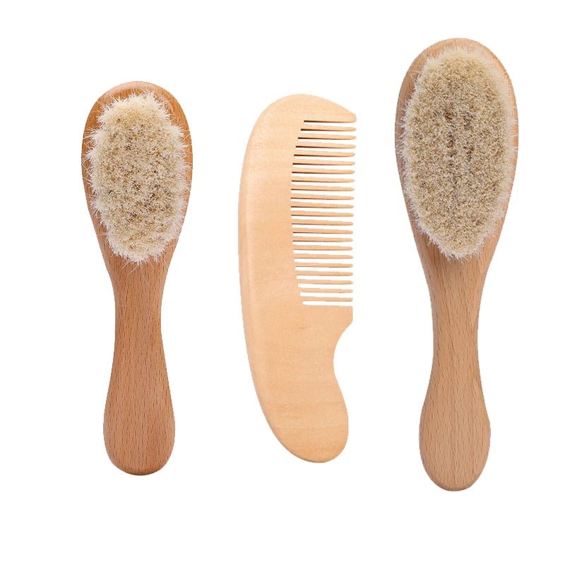 Kit Baby Escova e Pente de Madeira Natural - Brinquedo Montessori #Product_type# - Desenvolvimento infantil