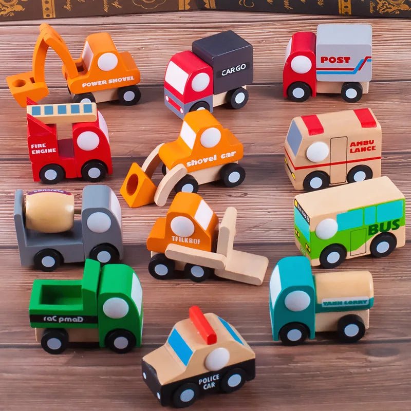 Kit 12 Mini Carrinhos de Madeira - Brinquedo Montessori #Product_type# - Desenvolvimento infantil
