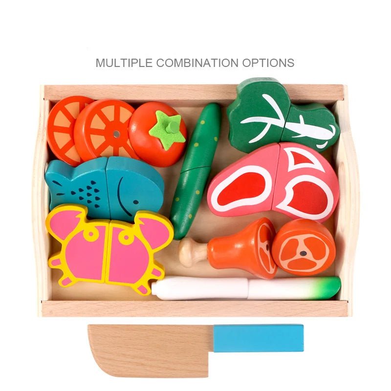 Simulação de corte de Frutas e Legumes - Brinquedo Montessori #Product_type# - Desenvolvimento infantil