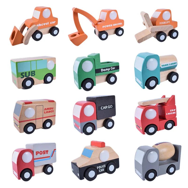 Kit 12 Mini Carrinhos de Madeira - Brinquedo Montessori #Product_type# - Desenvolvimento infantil