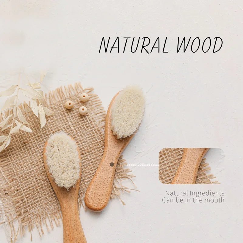 Kit Baby Escova e Pente de Madeira Natural - Brinquedo Montessori #Product_type# - Desenvolvimento infantil