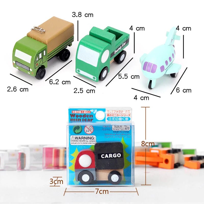 Kit 12 Mini Carrinhos de Madeira - Brinquedo Montessori #Product_type# - Desenvolvimento infantil