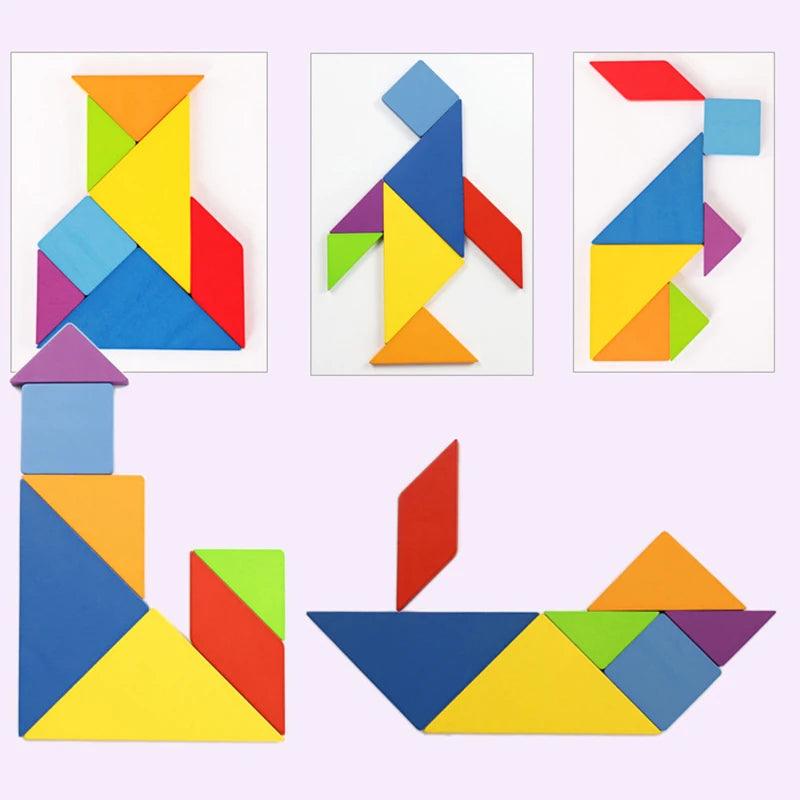 Tangram em Madeira - Shapes Puzzle - Brinquedo Montessori #Product_type# - Desenvolvimento infantil