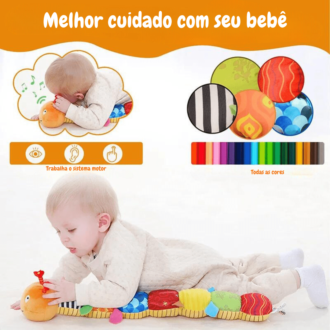 Brinquedo Musical de Lagarta - Pelúcia para Bebês - Brinquedo Montessori #Product_type# - Desenvolvimento infantil