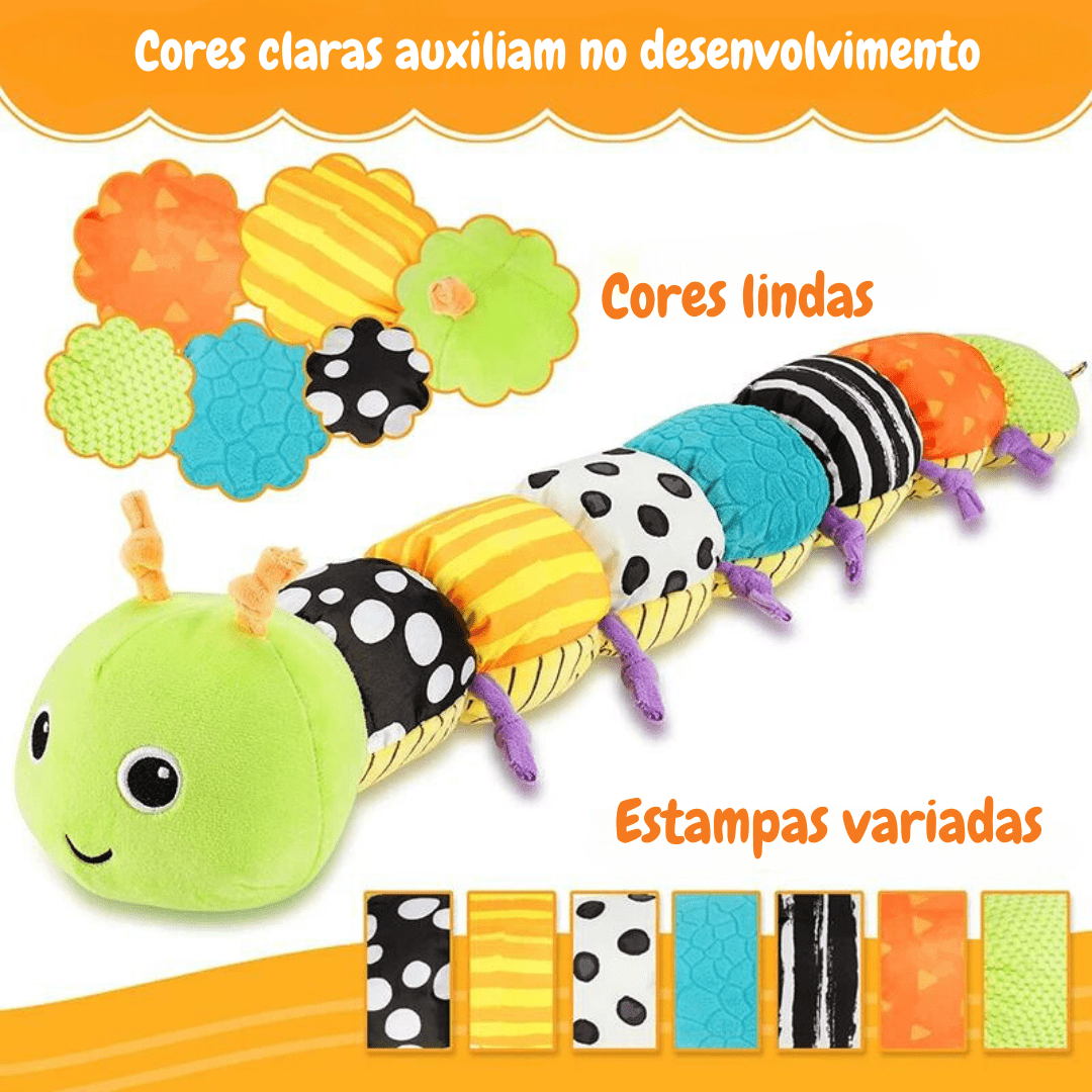 Brinquedo Musical de Lagarta - Pelúcia para Bebês - Brinquedo Montessori #Product_type# - Desenvolvimento infantil