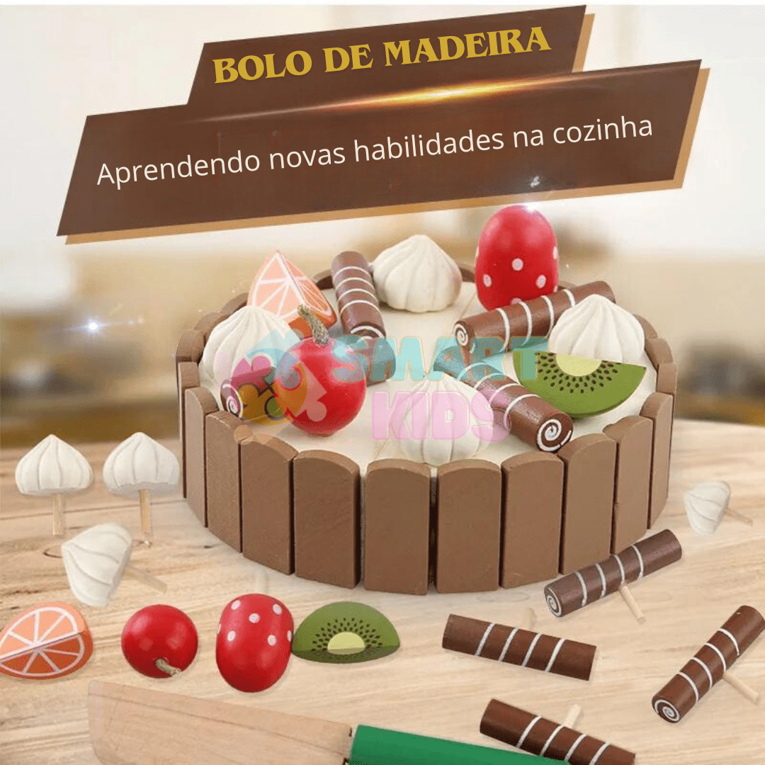 Brinquedo em Madeira - Bolo e Frutas - Brinquedo Montessori #Product_type# - Desenvolvimento infantil