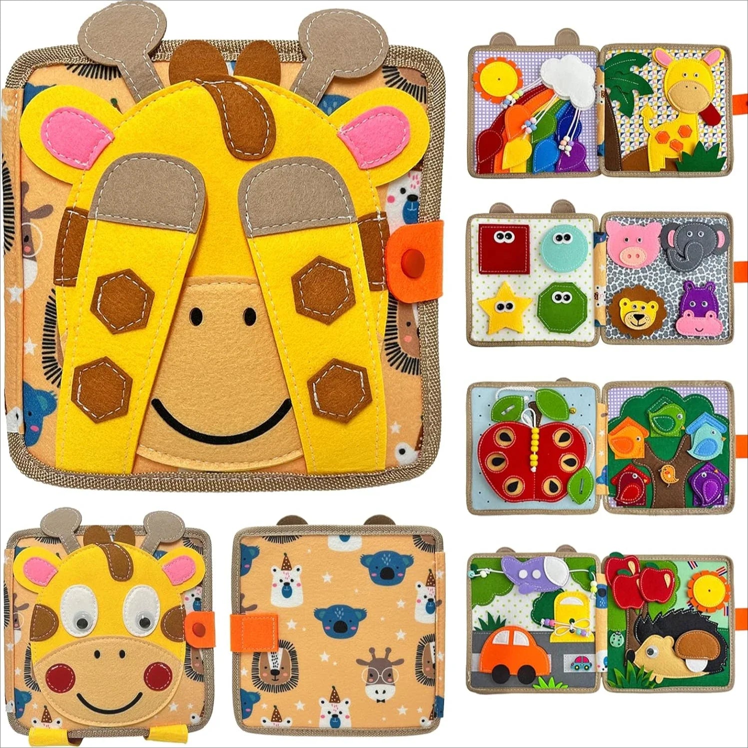 Livro Sensorial Girafa - Brinquedo Montessori #Product_type# - Desenvolvimento infantil