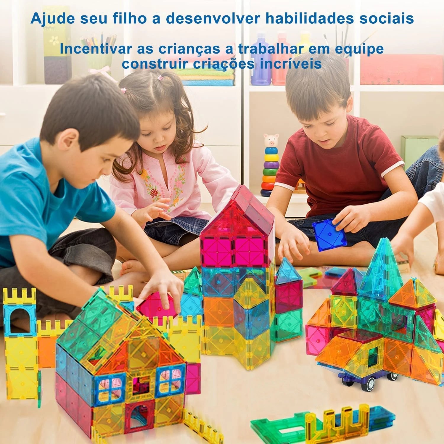 Bloco Magnético Colorido - Frete Grátis - Brinquedo Montessori #Product_type# - Desenvolvimento infantil