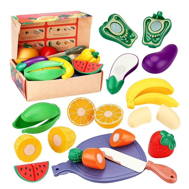 Conjunto de Corte de Frutas e Legumes - Brinquedo Montessori #Product_type# - Desenvolvimento infantil