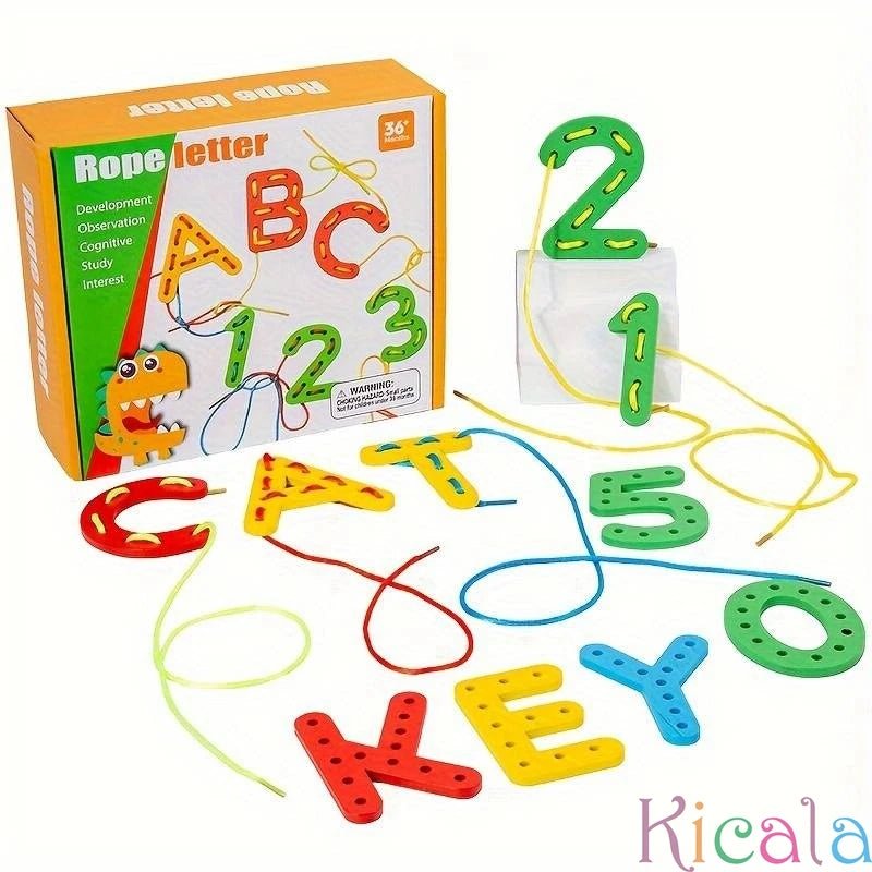 Alfabeto e Números - Alinhavo - Brinquedo Montessori #Product_type# - Desenvolvimento infantil