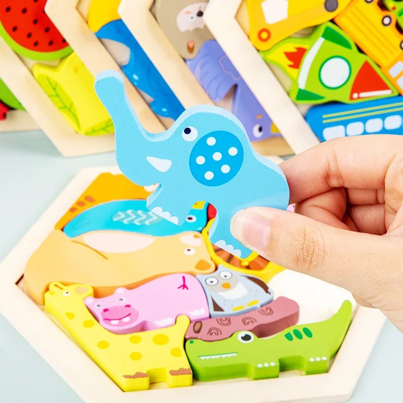 Kit com 6 Quebra - Cabeça 3D - Brinquedo Montessori #Product_type# - Desenvolvimento infantil