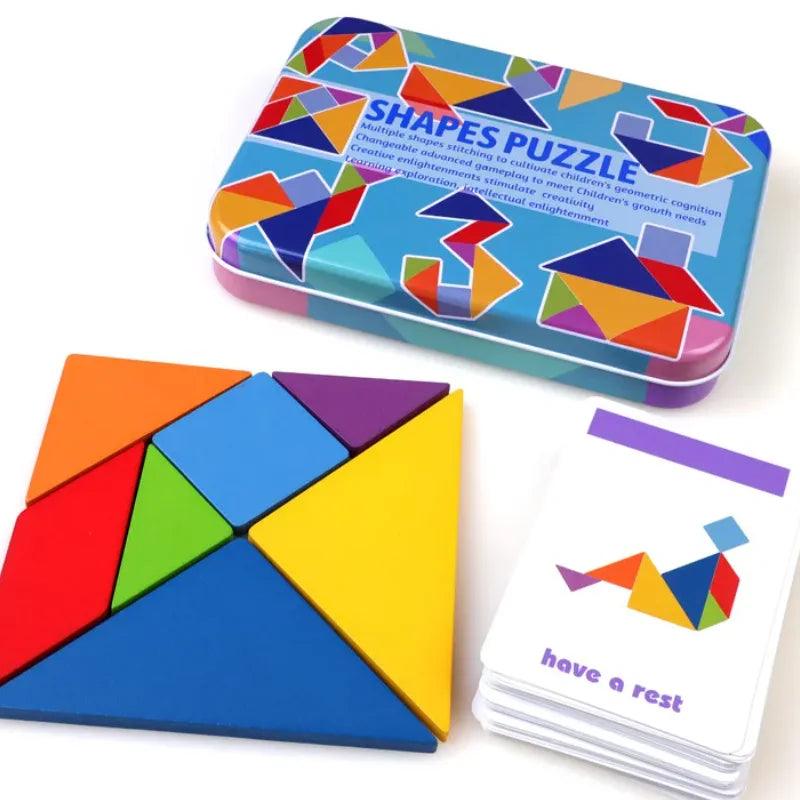 Tangram em Madeira - Shapes Puzzle - Brinquedo Montessori #Product_type# - Desenvolvimento infantil
