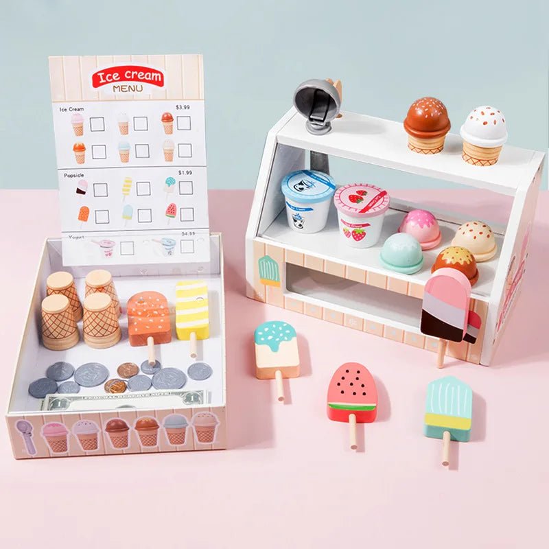 Kit Brinquedo Sorveteria em Madeira - Frete Grátis - Brinquedo Montessori #Product_type# - Desenvolvimento infantil