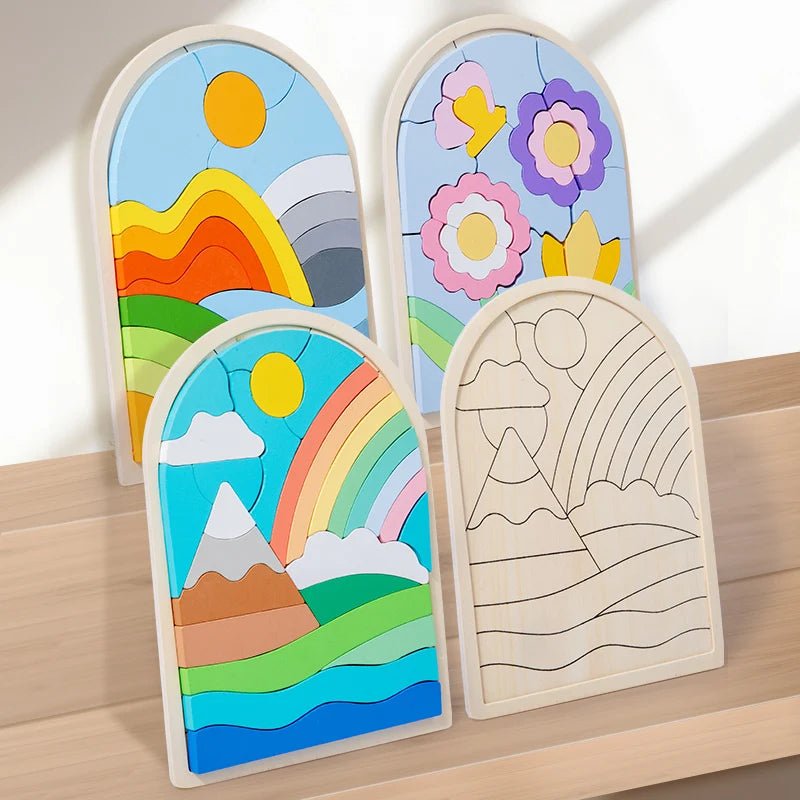 Quebra - Cabeça Colorido em Madeira Infantil - Brinquedo Montessori #Product_type# - Desenvolvimento infantil