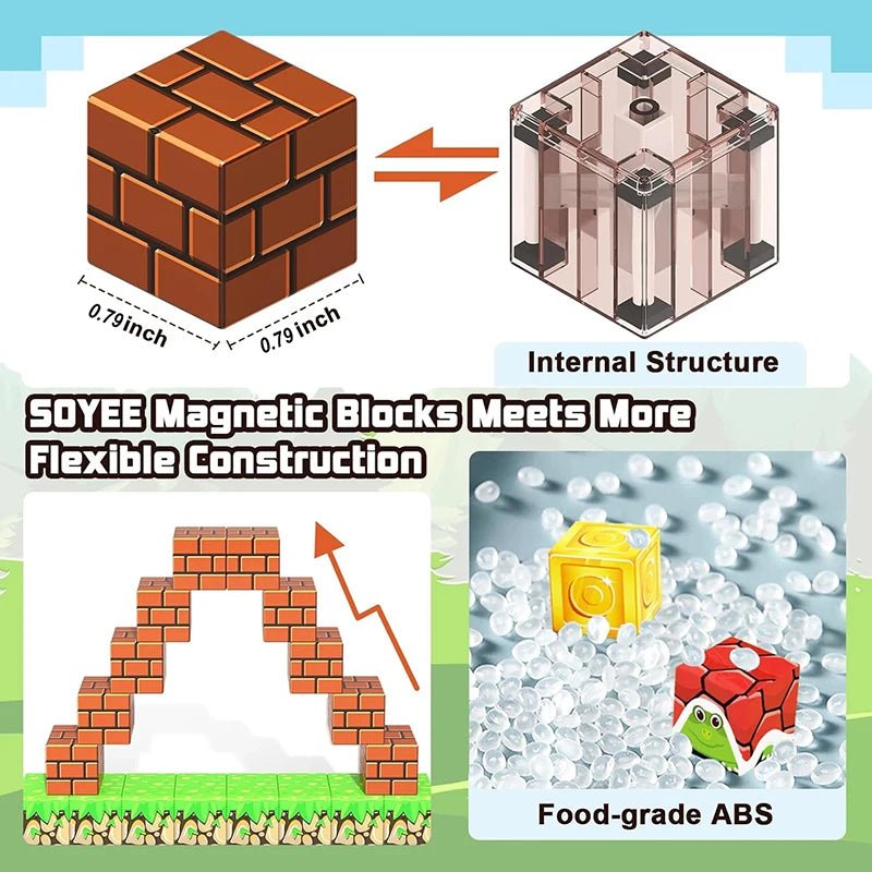 Blocos Magnéticos Minecraft - Brinquedo Montessori #Product_type# - Desenvolvimento infantil