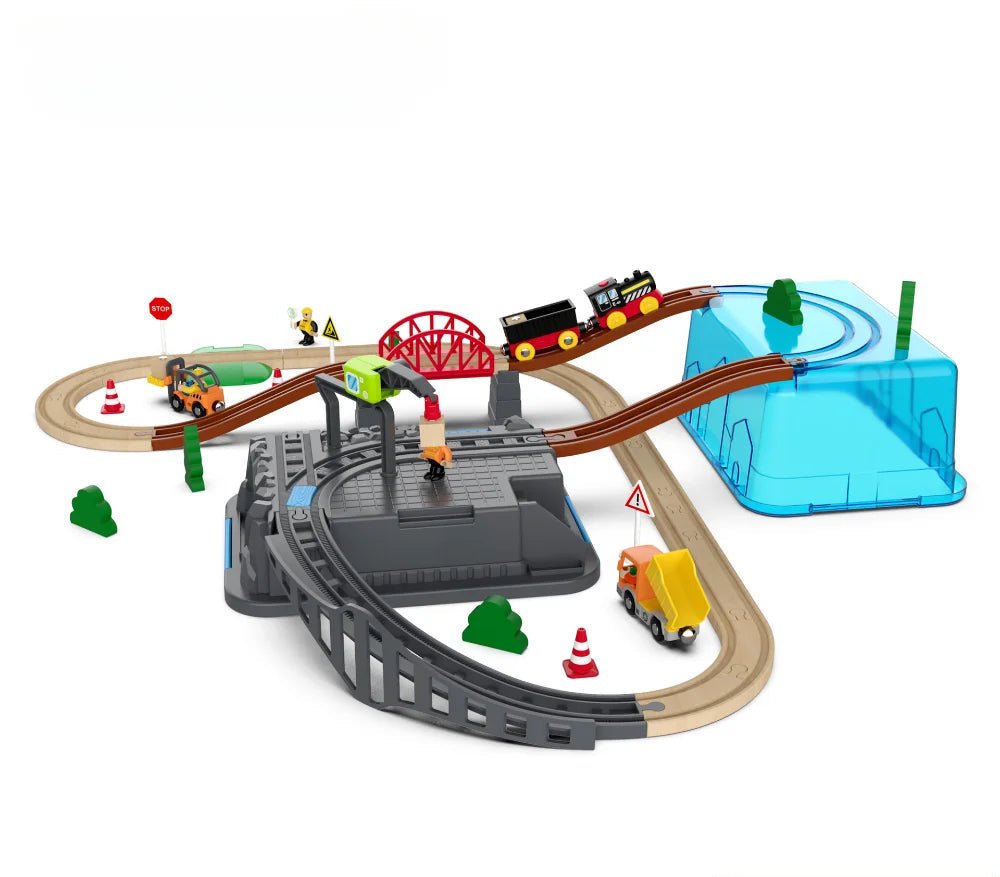 Conjunto de Trilhos de Madeira com Trem Elétrico - Brinquedo Montessori #Product_type# - Desenvolvimento infantil