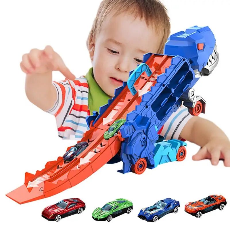 Carreta Dino Transform - Pista Carros - Brinquedo Montessori #Product_type# - Desenvolvimento infantil
