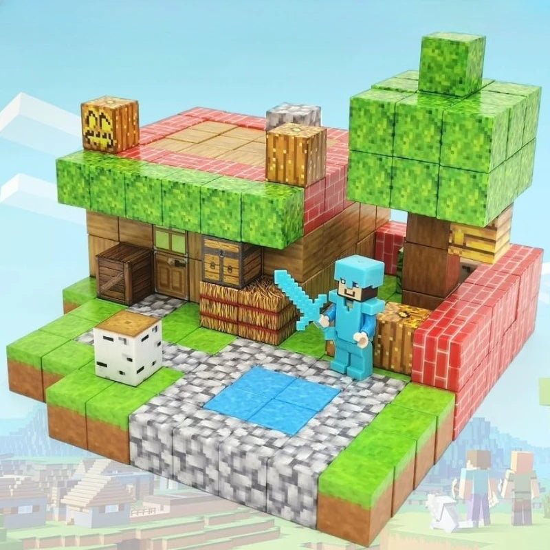 Blocos Magnéticos Minecraft - Brinquedo Montessori #Product_type# - Desenvolvimento infantil