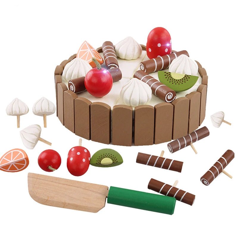 Brinquedo em Madeira - Bolo e Frutas - Brinquedo Montessori #Product_type# - Desenvolvimento infantil