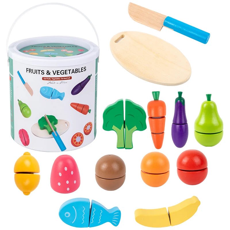 Kit Corte de Frutas e Legumes Madeira - Brinquedo Montessori #Product_type# - Desenvolvimento infantil