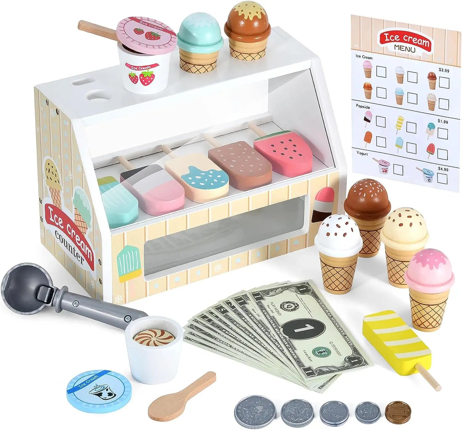 Kit Brinquedo Sorveteria em Madeira - Frete Grátis - Brinquedo Montessori #Product_type# - Desenvolvimento infantil