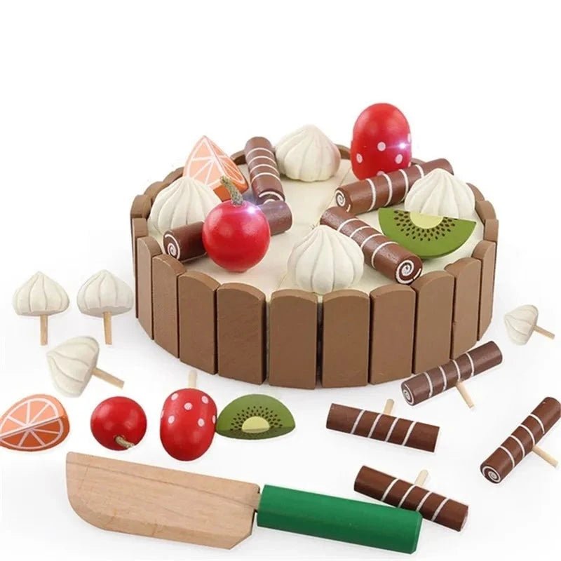 Brinquedo em Madeira - Bolo e Frutas - Brinquedo Montessori #Product_type# - Desenvolvimento infantil