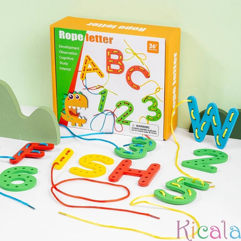 Alfabeto e Números - Alinhavo - Brinquedo Montessori #Product_type# - Desenvolvimento infantil
