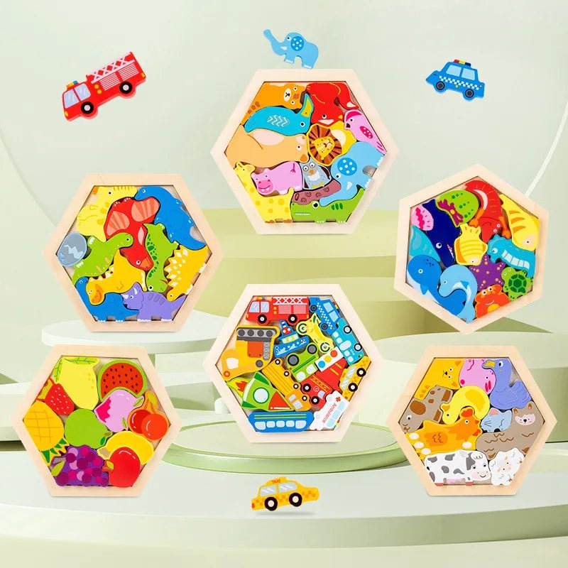 Kit com 6 Quebra - Cabeça 3D - Brinquedo Montessori #Product_type# - Desenvolvimento infantil