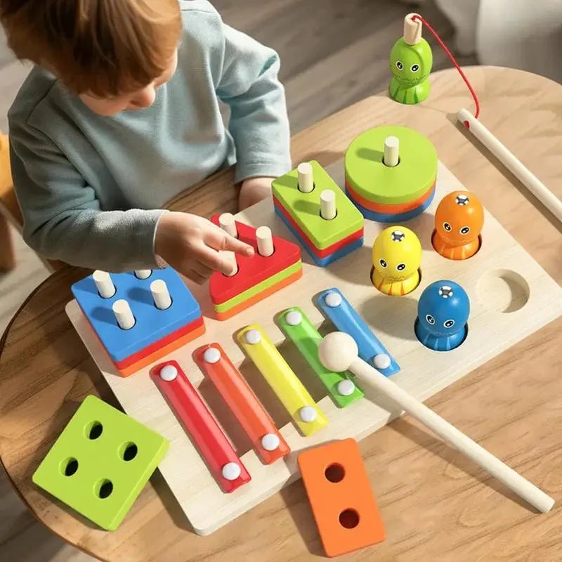 Blocos de Empilhar e Encaixar Montessori - Brinquedo Montessori #Product_type# - Desenvolvimento infantil