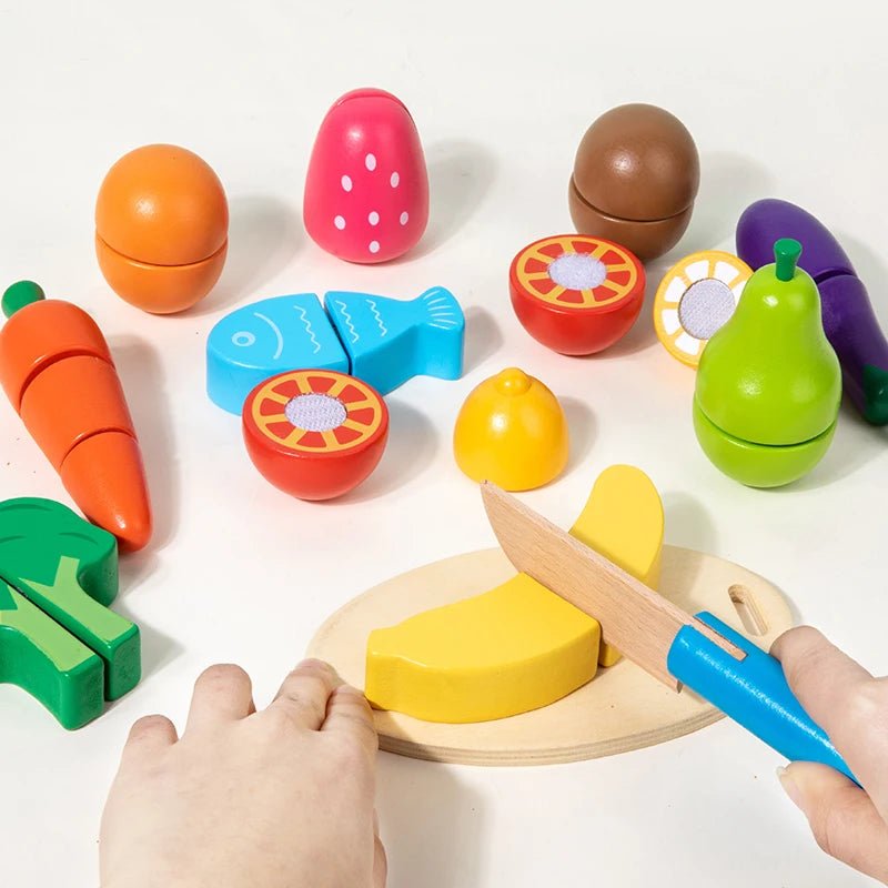 Kit Corte de Frutas e Legumes Madeira - Brinquedo Montessori #Product_type# - Desenvolvimento infantil