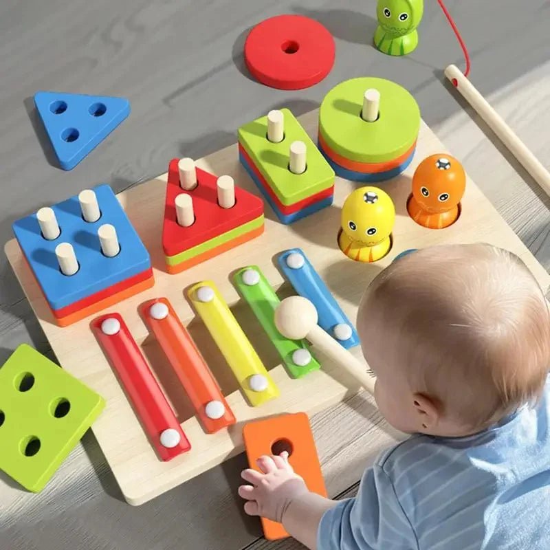 Blocos de Empilhar e Encaixar Montessori - Brinquedo Montessori #Product_type# - Desenvolvimento infantil