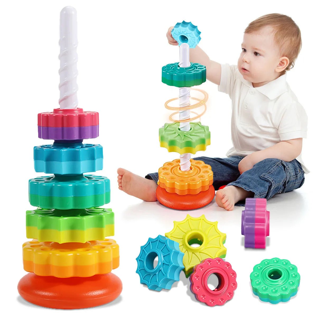 Torre Giratória Colorida - Brinquedo Montessori #Product_type# - Desenvolvimento infantil
