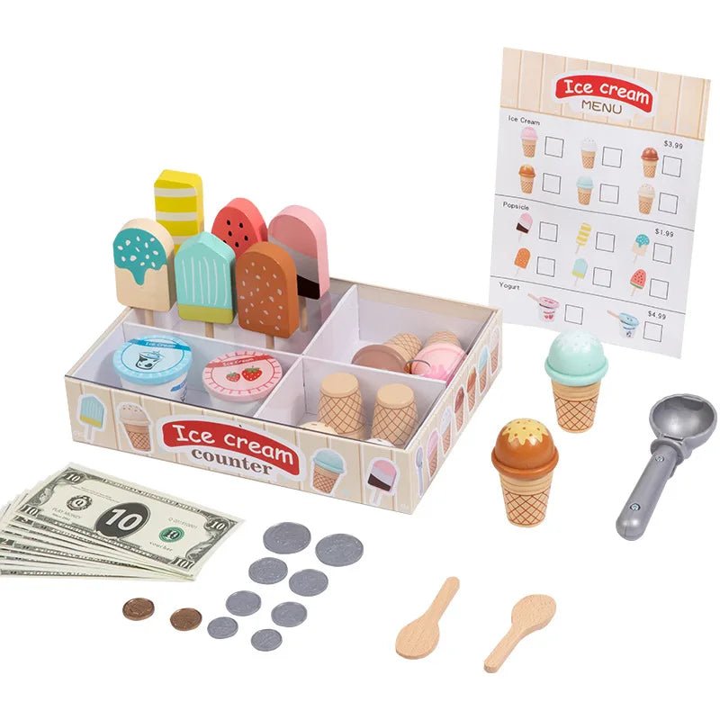 Kit Brinquedo Sorveteria em Madeira - Frete Grátis - Brinquedo Montessori #Product_type# - Desenvolvimento infantil