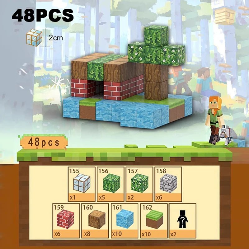 Blocos Magnéticos Minecraft - Brinquedo Montessori #Product_type# - Desenvolvimento infantil