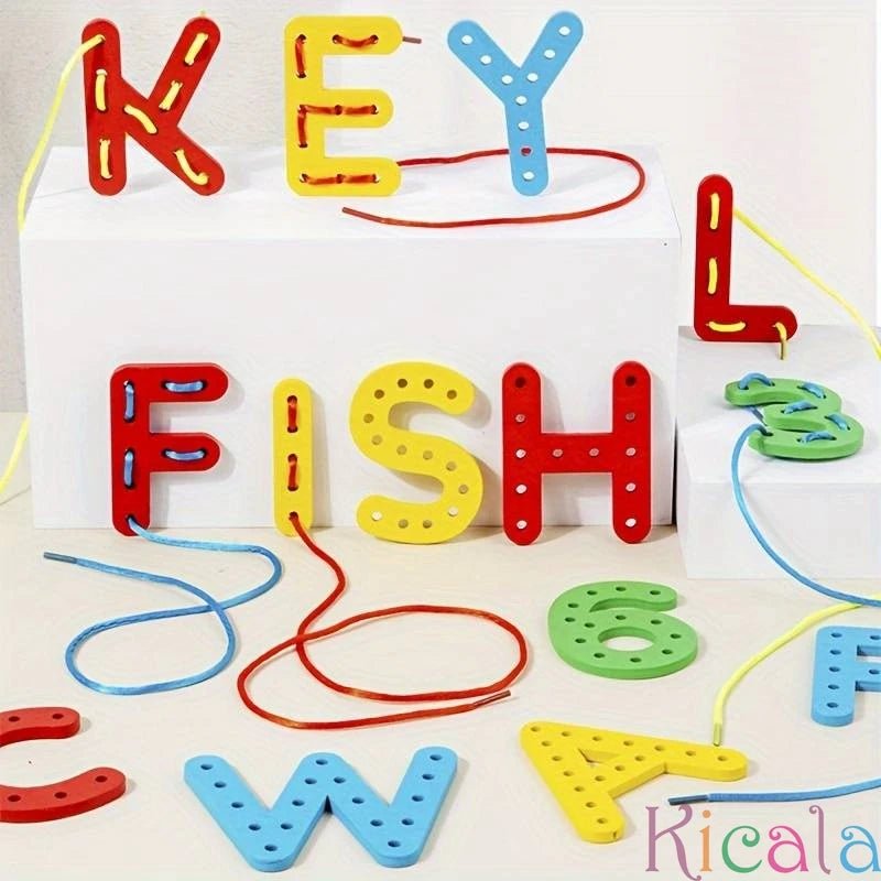 Alfabeto e Números - Alinhavo - Brinquedo Montessori #Product_type# - Desenvolvimento infantil