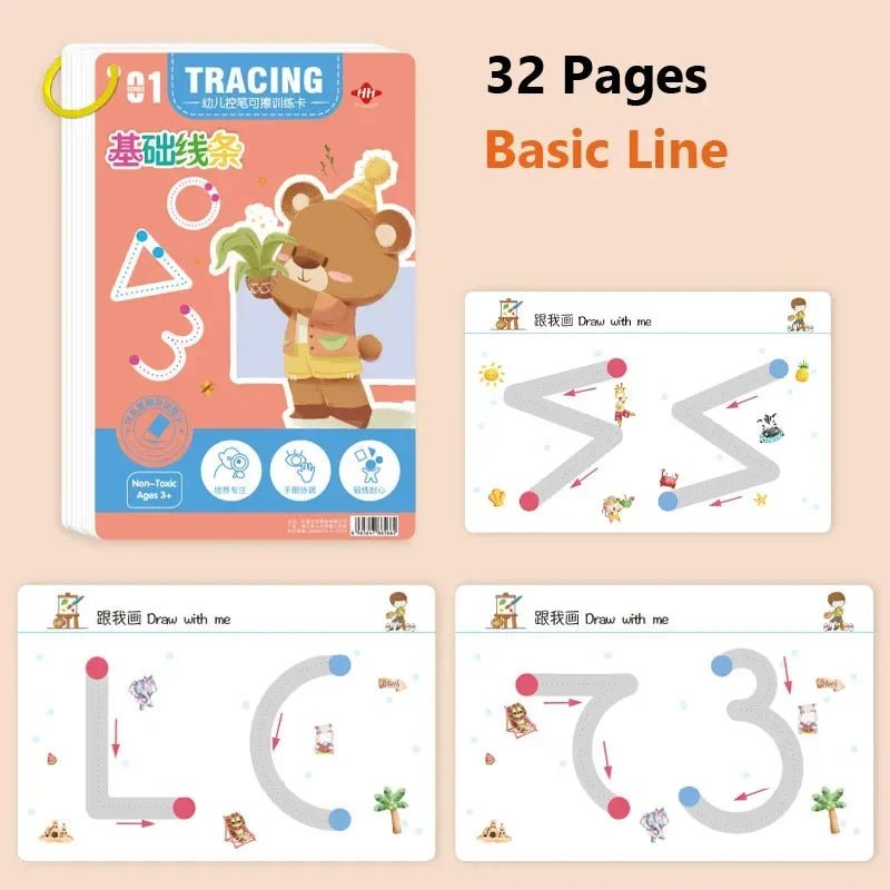 Livro de Exercícios com Traçado de Linhas - Brinquedo Montessori #Product_type# - Desenvolvimento infantil