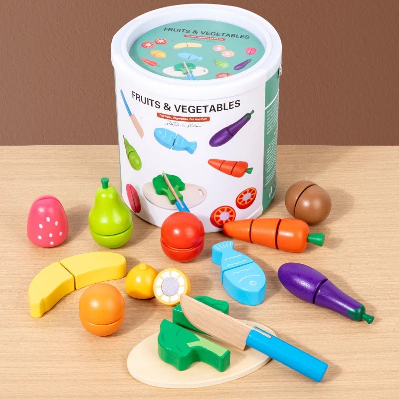 Kit Corte de Frutas e Legumes Madeira - Brinquedo Montessori #Product_type# - Desenvolvimento infantil
