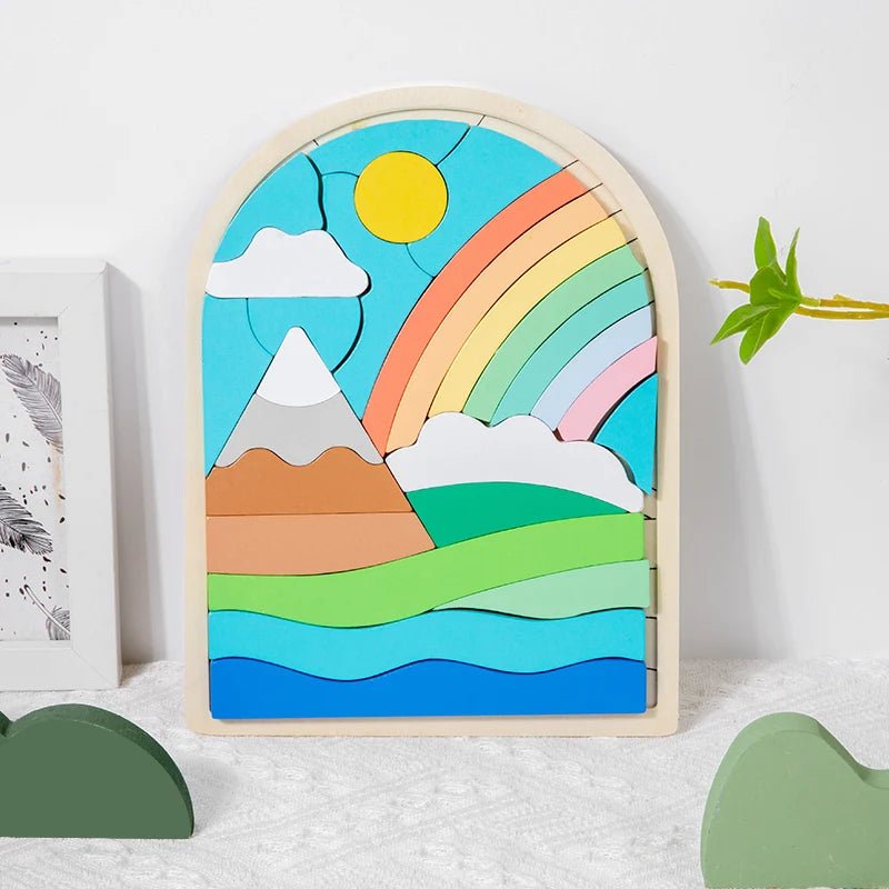 Quebra - Cabeça Colorido em Madeira Infantil - Brinquedo Montessori #Product_type# - Desenvolvimento infantil
