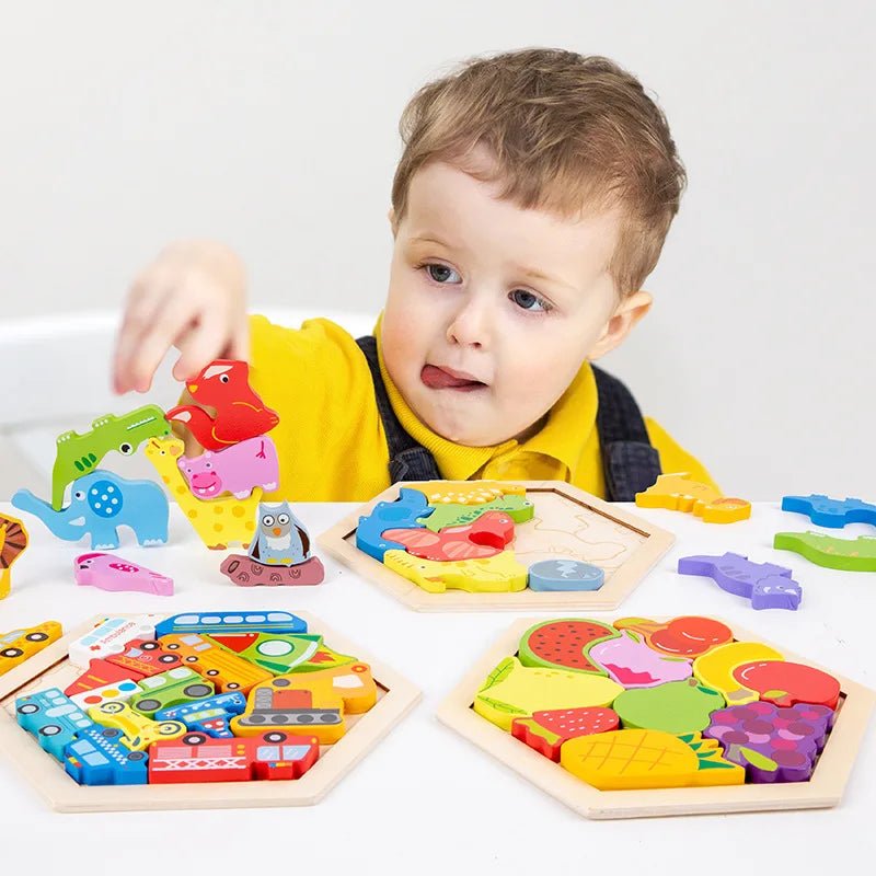 Kit com 6 Quebra - Cabeça 3D - Brinquedo Montessori #Product_type# - Desenvolvimento infantil