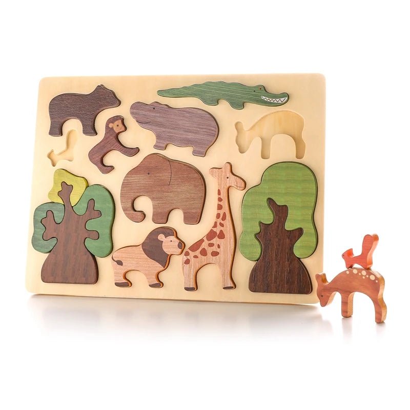 Quebra - Cabeça de Madeira 3D - Animais da Floresta - Brinquedo Montessori #Product_type# - Desenvolvimento infantil